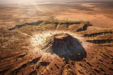 Premium AI Image | Aerial view of a large meteor impact crater created ...