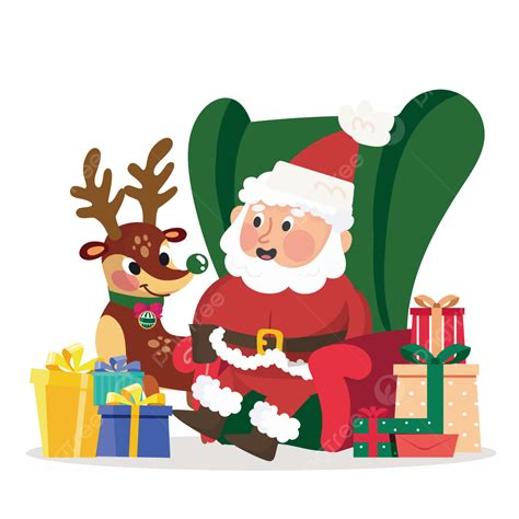 Santa Claus Cute Elk, Christmas, Old Man, Elk PNG and Vector with Transparent Background for ...