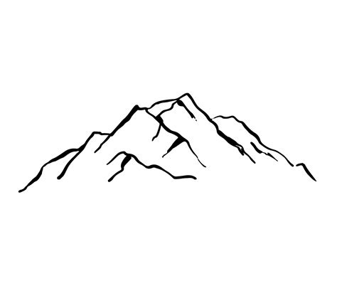 Mountain ranges silhouette sketch. Vector illustration isolated on white background. Doodle ...