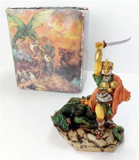 RARE VINTAGE MYTHS & Legends Hand Painted Dragon & Warrior Figurine 1995 #79407 £119.95 ...