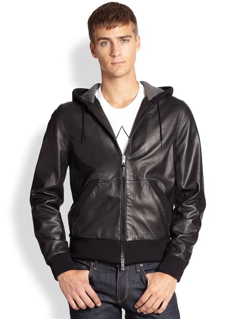 Lyst - Rag & Bone Christopher Leather Hoodie Jacket in Black for Men