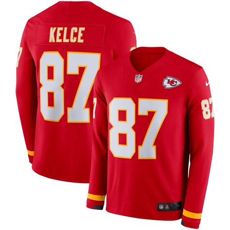 Nike Travis Kelce Kansas City Chiefs Red Therma Long Sleeve Jersey