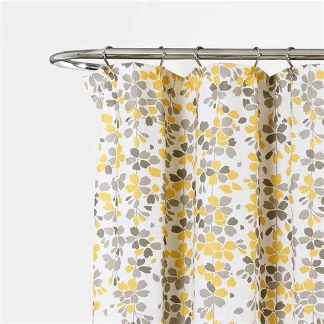 yellow and gray shower curtain