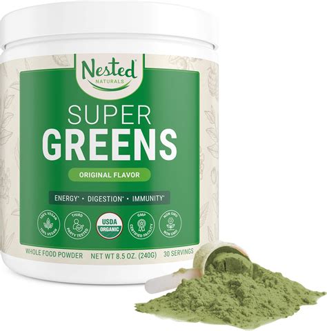 Nested Naturals Super Greens – Green Superfood Powder Booster, Promote ...