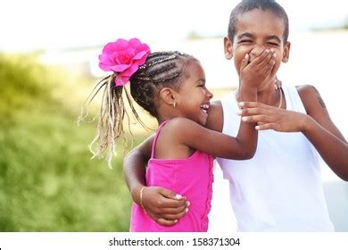 Portrait Happy Children Playing Outdoors Stock Photo 158371304 ...