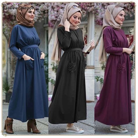 Abayas Women Islamic Clothing Fashion Beading Belt Dresses Maxi Muslim ...