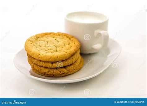 Plain Sugar Cookies and Cup of Milk Stock Photo - Image of snack ...