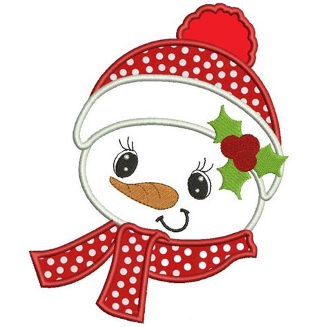 Snowman with a scarf Christmas Applique Machine Embroidery Digitized Design Pattern | Machine ...