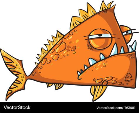 Big angry fish cartoon Royalty Free Vector Image