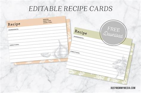 Free Fillable Printable Recipe Cards - FREE PRINTABLE TEMPLATES