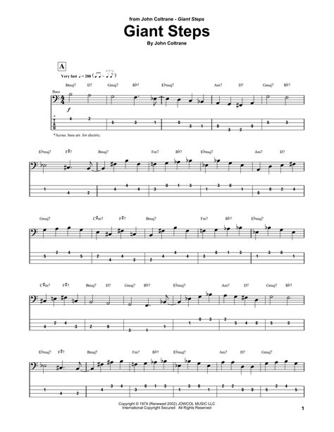 Giant Steps by John Coltrane - Bass Tab - Guitar Instructor