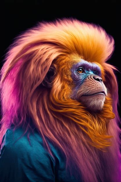 Premium AI Image | Close up of a monkey wearing a wig