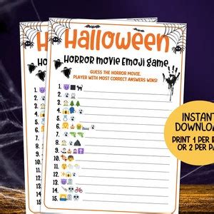 Halloween Emoji Game Pictionary, Horror Movie Emoji, Halloween Party Games Teens Adults ...