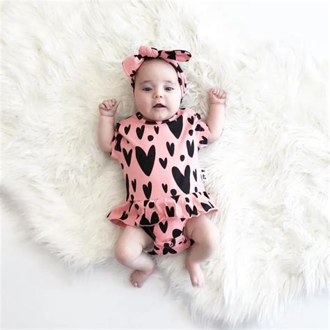 Newborn Baby Girl Bodysuit Cute Baby Clothes Heart printing Short ...