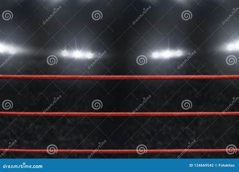 View of boxing ring rope stock photo. Image of night - 124669542