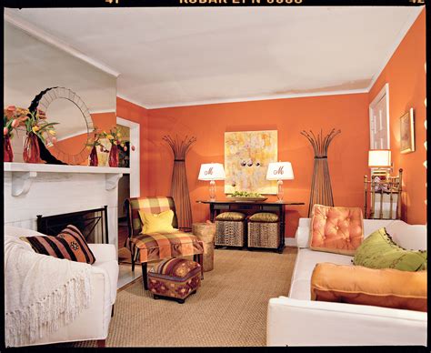 Tangerine Orange Living Room | Living room orange, Living room colors, Living room color schemes