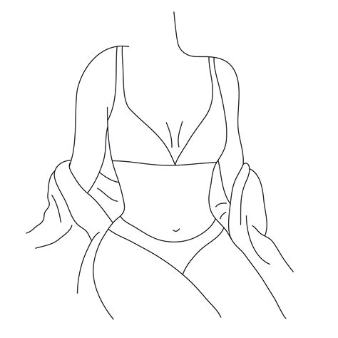 Vector beautiful women body illustration. Minimalist linear female figure. Abstract lingerie ...