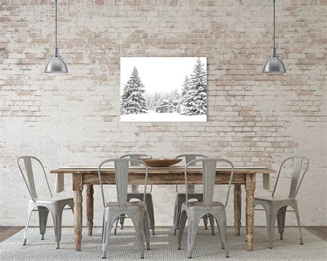 Black and White Snowy Winter Landscape for Rustic Country Home - Etsy