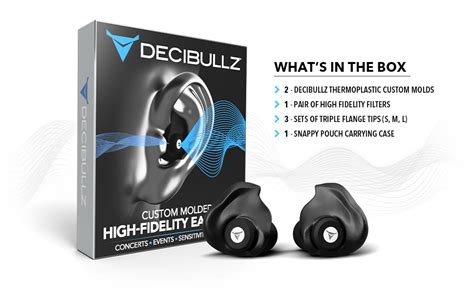 Decibullz Custom Molded High Fidelity Earplugs for Concerts, Musicians, and Noise Sensitivity ...