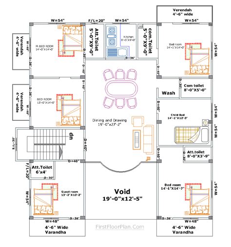 Two Storey House Plan with Balcony - First Floor Plan - House Plans and ...