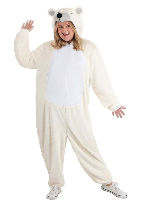 Plus Size White Polar Bear Adult Costume Onesie | Bear Costumes