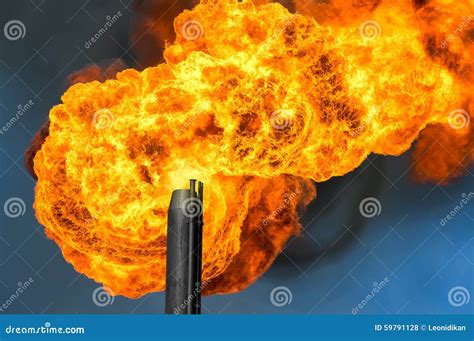 Gas flaring. stock photo. Image of associated, flame - 59791128