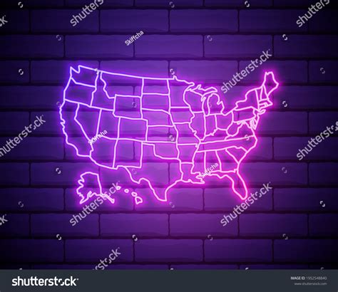 United States map glowing neon lamp sign. - Royalty Free Stock Vector 1952548840 - Avopix.com