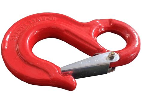 Red And Silver Alloy Steel Eye Hook With Safety Latch, For Lifting, Size/Capacity: 1.25 Ton To ...