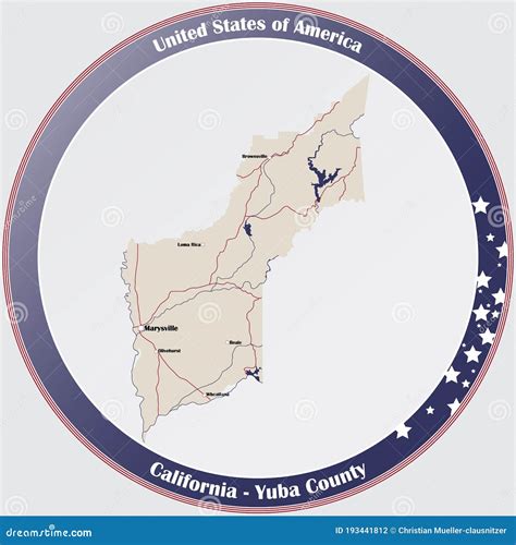 Yuba County Map In California. Cartoon Vector | CartoonDealer.com #106723155