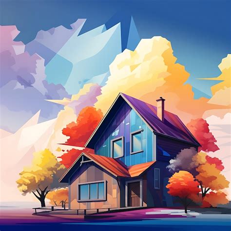 Premium AI Image | A house roof is Colorful illustration of a sweet ...