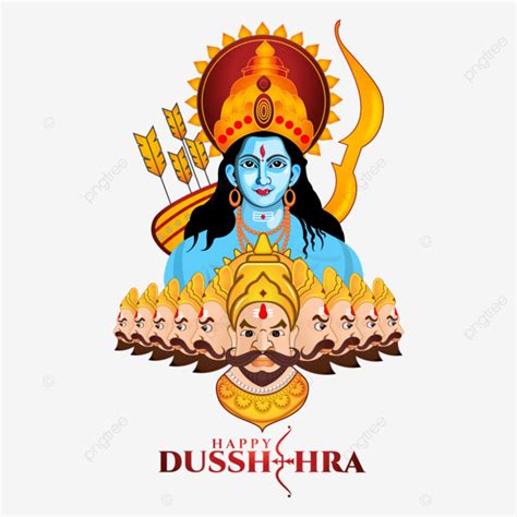 Lord Ram And Ravan Ten Heads Happy Dussehra Illustration, Happy ...