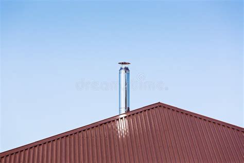 Metal chimney on the roof stock photo. Image of cottage - 44514896