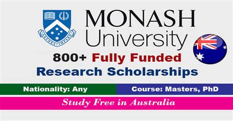 Monash University Research Scholarships 2023-24 in Australia (Fully Funded)