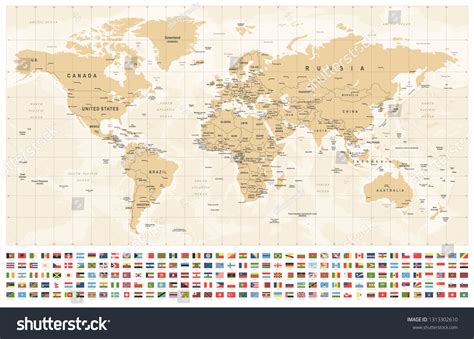 World Map Flags Borders Countries Cities Stock Vector (Royalty Free ...