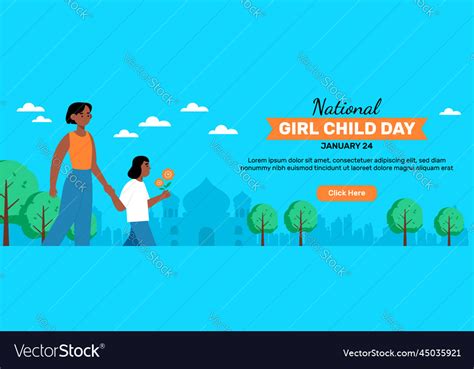 National girl child day horizontal banner Vector Image