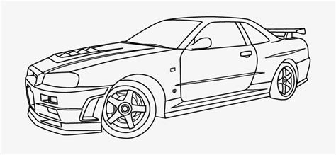 28 Collection Of Nissan Skyline Gtr R34 Coloring Pages - Nissan Gtr Coloring Page Transparent ...