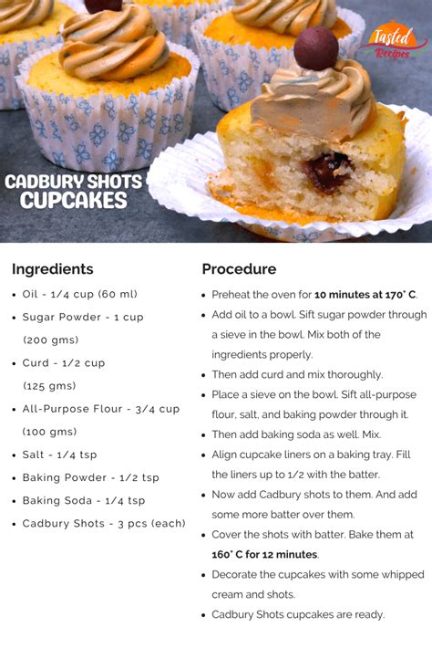 Cadbury Shots Eggless Cupcakes - Tasted Recipes