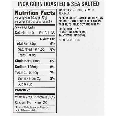 Roasted Corn Nuts Nutrition Facts | Besto Blog