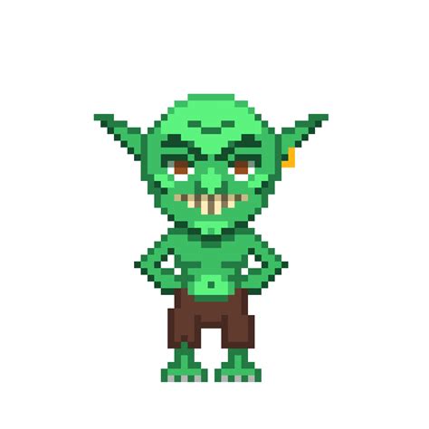 An 8 bit retro styled pixel art illustration of a goblin. 19017599 PNG