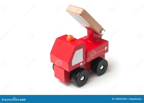 Miniature Toy, Wooden Fire Truck on White Background Stock Photo ...