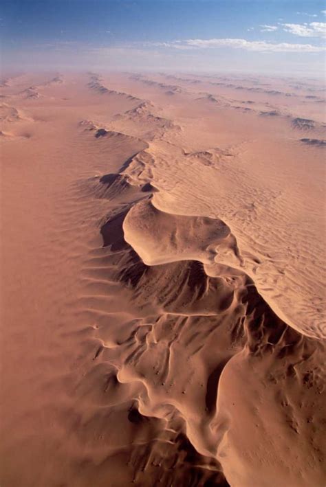 Aerial view of transverse sand dune pattern Namib-Naukluft NP Namibia ...