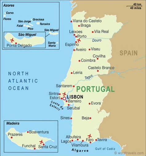 Portugal airports map - Map of airports in Portugal (Southern Europe - Europe)