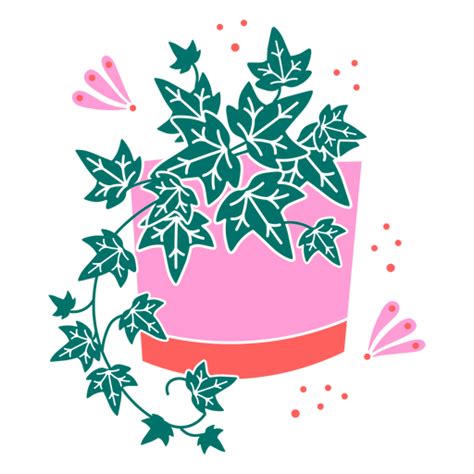 Green Leaves In Pink Pot Plant Cut Out PNG & SVG Design For T-Shirts