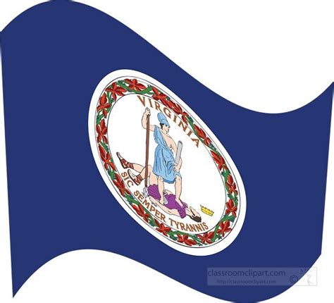 virginia state flat design waving flag - Classroom Clip Art