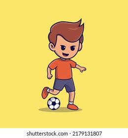 Cute Boy Playing Football Cartoon Vector Stock Vector (Royalty Free ...