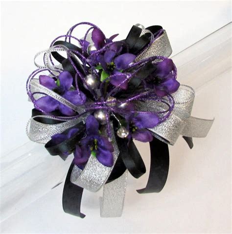 Purple and Black Prom Wrist Corsages | Etsy | Wrist corsage prom, Prom corsage purple, Prom ...