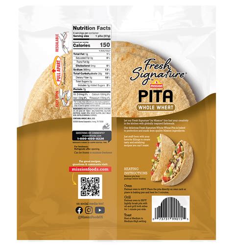 Fresh Signature Pita Whole Wheat - Mission Foods