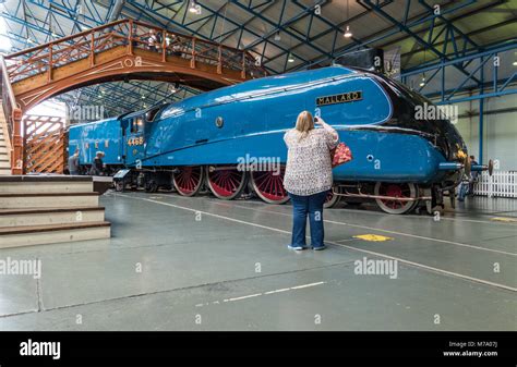 Steam locomotive Mallard on display at The National Railway museum in York England UK Stock ...