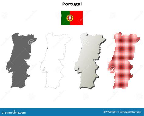 Portugal outline map set stock vector. Illustration of coastline - 97221001