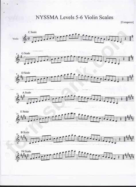 Violin Scales Music Sheet printable pdf download